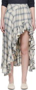 Florist Plaid Ruffled Asymmetric Midi Skirt