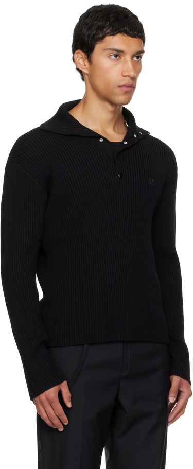 Пуловер Courrèges Courrèges Ribbed Wool Polo Черно | 325MPO050FI0036, 1