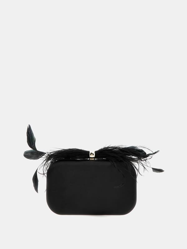 Дамска чанта GUESS Keyah Feathered Clutch Черно | HWKEYAP4286, 0