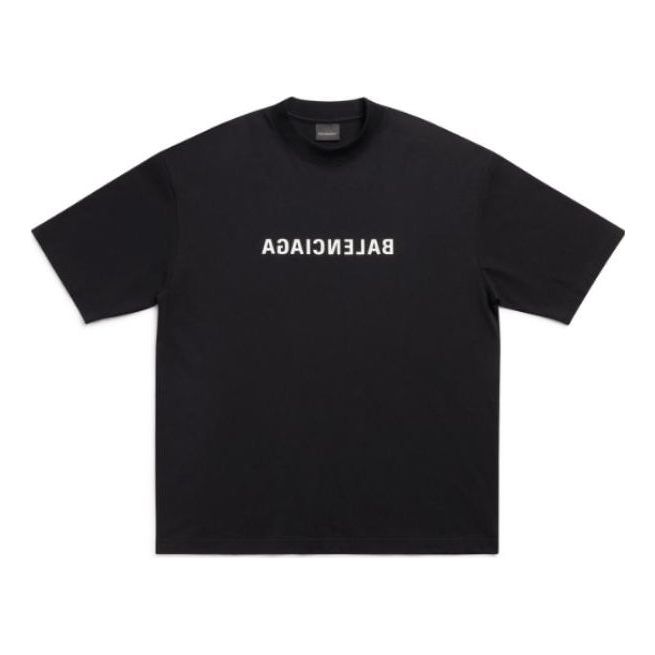 Тениска Balenciaga Mirror Medium Fit T-Shirt Черно | 612966TNVR21070