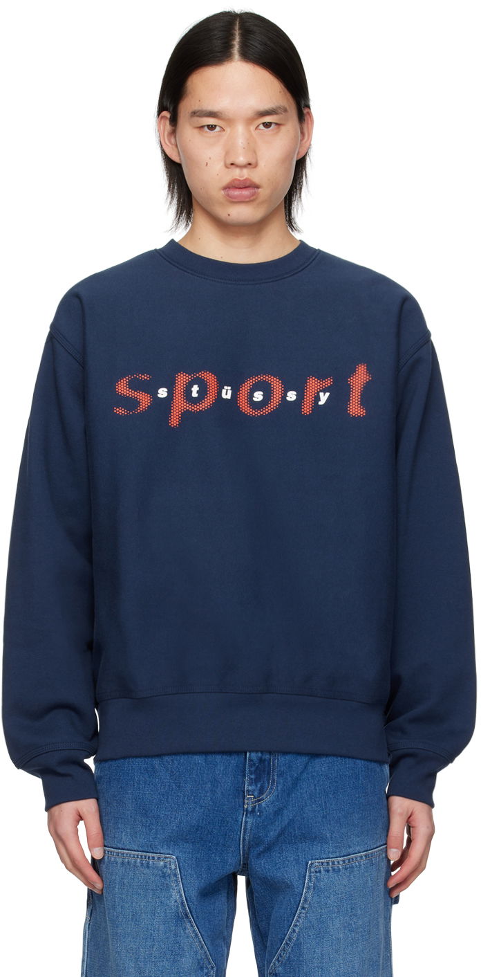 Суитчър Stüssy Navy Dot Sport Sweatshirt Тъмно синьо | 1914998, 0