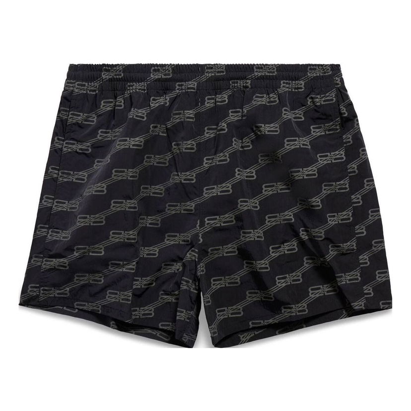 Къси панталони Balenciaga Logo Print Swim Shorts Черно | 6983194C0B21062