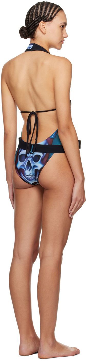 Бански Ottolinger Ottolinger Skull-Print Belt One-Piece Swimsuit Синьо | 301901, 2