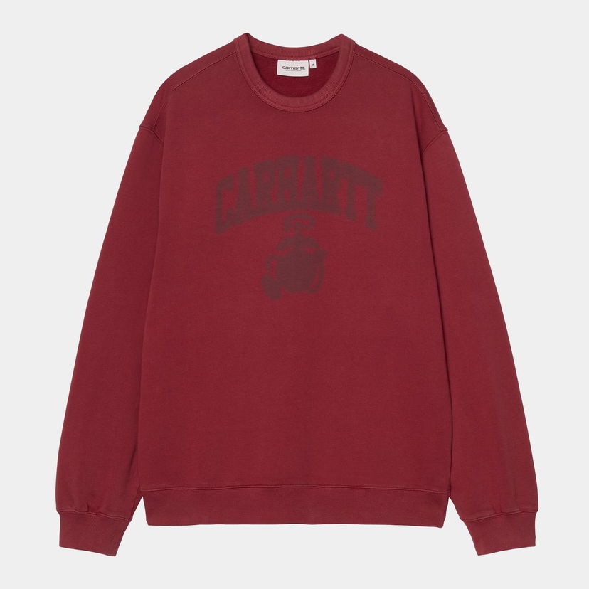 Суитчър Carhartt WIP Faded Pond Corps Sweatshirt heavy stone wash Бургунди | I036065_9