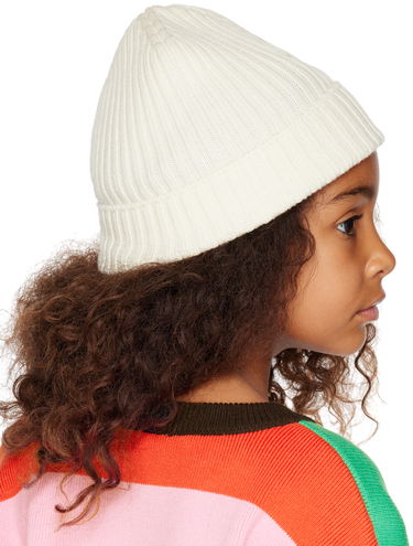 Шапка Moncler Moncler Enfant Kids Ribbed Knit Patch Beanie Бяло | I29543B00010M1131, 2