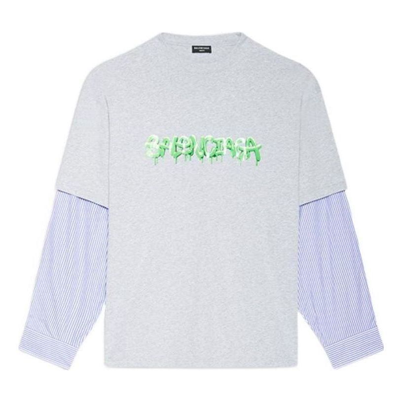Суитчър Balenciaga Slime Logo Layered T-Shirt Сиво | 671401TLVF11203