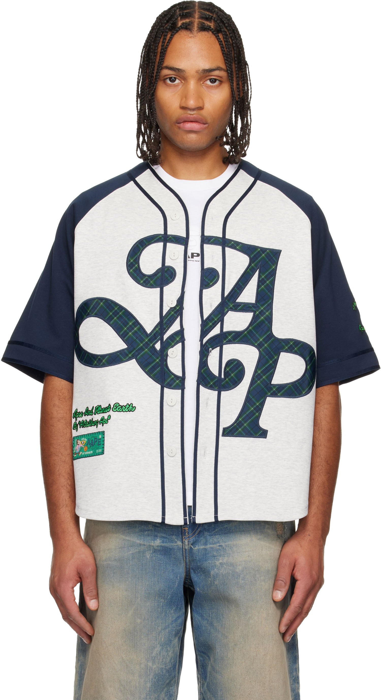 Риза AAPE by A Bathing Ape Fancy Plaid Script Baseball Shirt Многоцветен | AAPTEM1660XXNWH2, 0