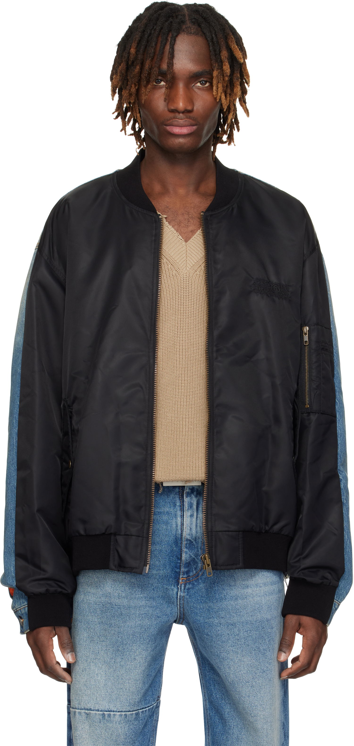 Яке бомбър Maison Margiela MM6 Maison Margiela Sports Denim Bomber Jacket Черно | SH0AM0044 MTN038, 0
