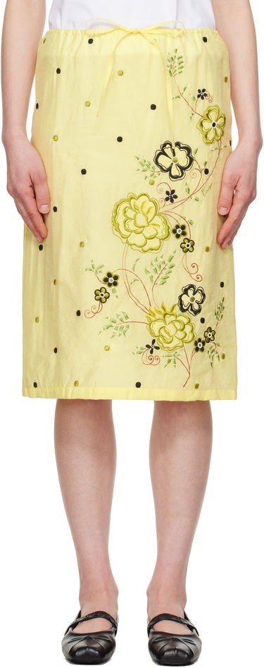Пола KENZO Kenzo Paris 'KENZO Peonies' Embroidered Straight Midi Skirt Жълто | FF52JU3029CD, 0