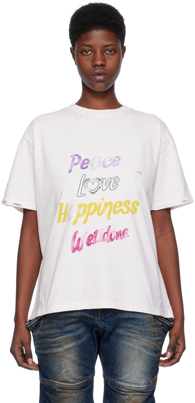 Тениска We11done We11done Lettering Distressed T-Shirt Бяло | WD-TT0-24-705-U-WH, 0