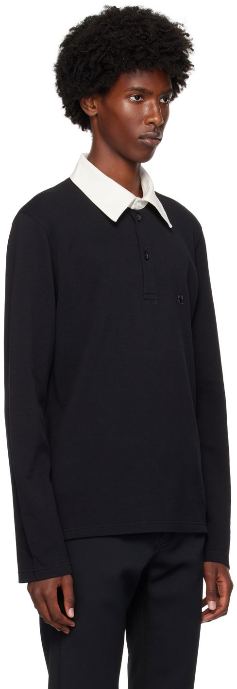 Поло тениска Courrèges Contrasting Long Sleeve Polo Черно | 324JPO033JS0141, 1