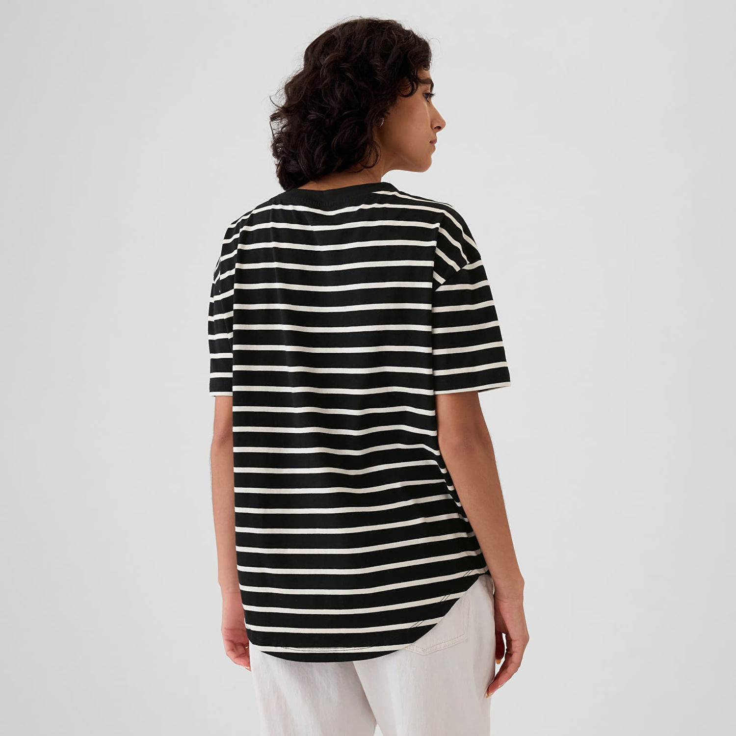 Тениска GAP T-shirt Shortsleeve Logo Tee Ivory Black Stripe M Черно | 500012-00, 1