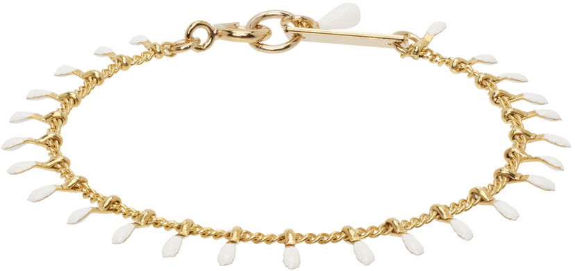 Гривна ISABEL MARANT Gold Chain Bracelet With White Charms Бяло | BR0003FA-A3B01B