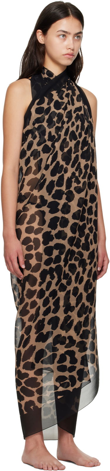 Pокля Balmain Balmain Leopard Beach Wrap Dress Кафяво | BKA202360, 1