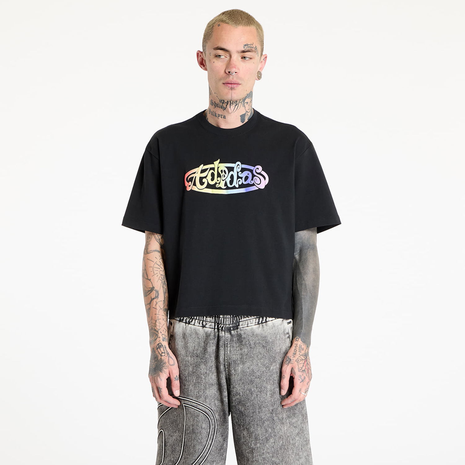 Тениска adidas Originals Jeremy Scott Pride Graphic Cropped T-Shirt Черно | JY2011, 0