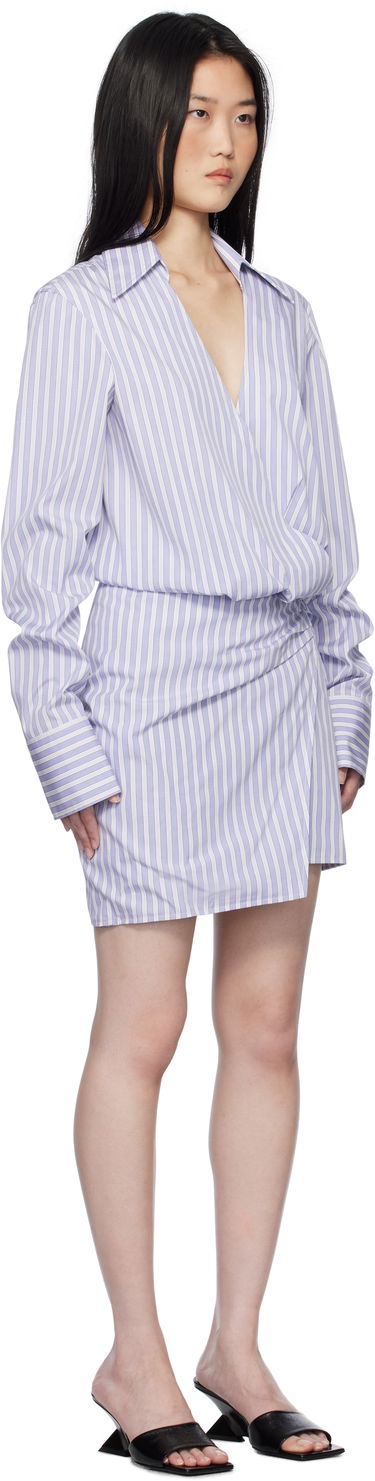 Pокля The Attico Attico Striped Wrap Shirt Mini Dress Лилаво | 250WCA00394 CCC051AA, 1