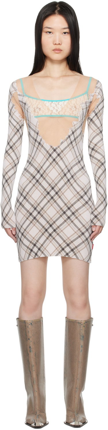 Pокля Diesel Plaid Knit Mini Dress Бежово | A17167 0GSAW, 0