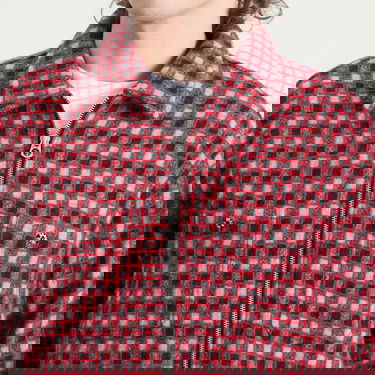 Риза Brain Dead Brain Dead Check Mate Flannel Zip Shirt, Size Large Червено | BDF25T160047-BML, 5