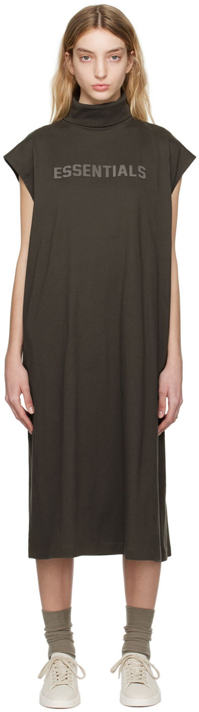 Pокля Fear of God ESSENTIALS Sleeveless Turtleneck Midi Dress Кафяво | 125BT225030FW