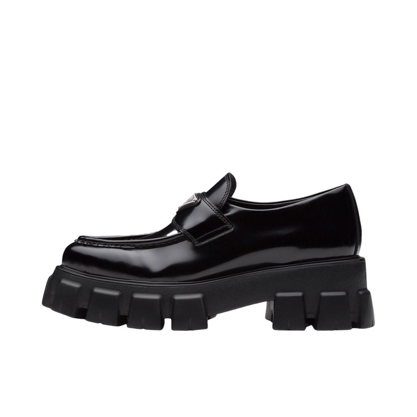 Кецове и обувки Prada Monolith 55mm Pointy Loafer Black Brushed Leather Черно | 1D663M_055_F0002_F_055