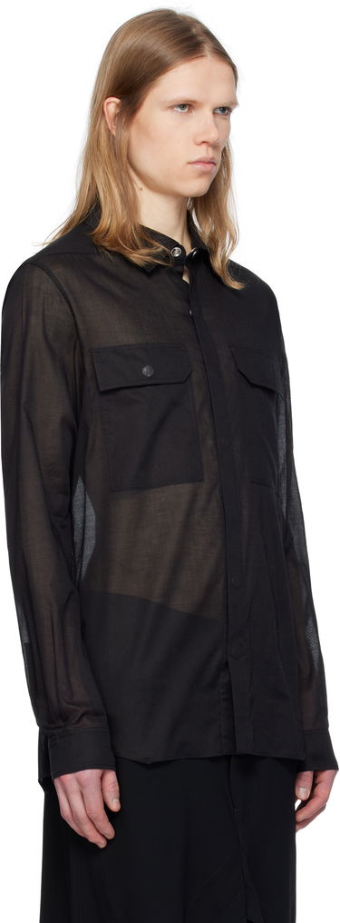 Риза Rick Owens Hollywood Silk Gazar Overshirt Черно | RU01E5236 SG, 4