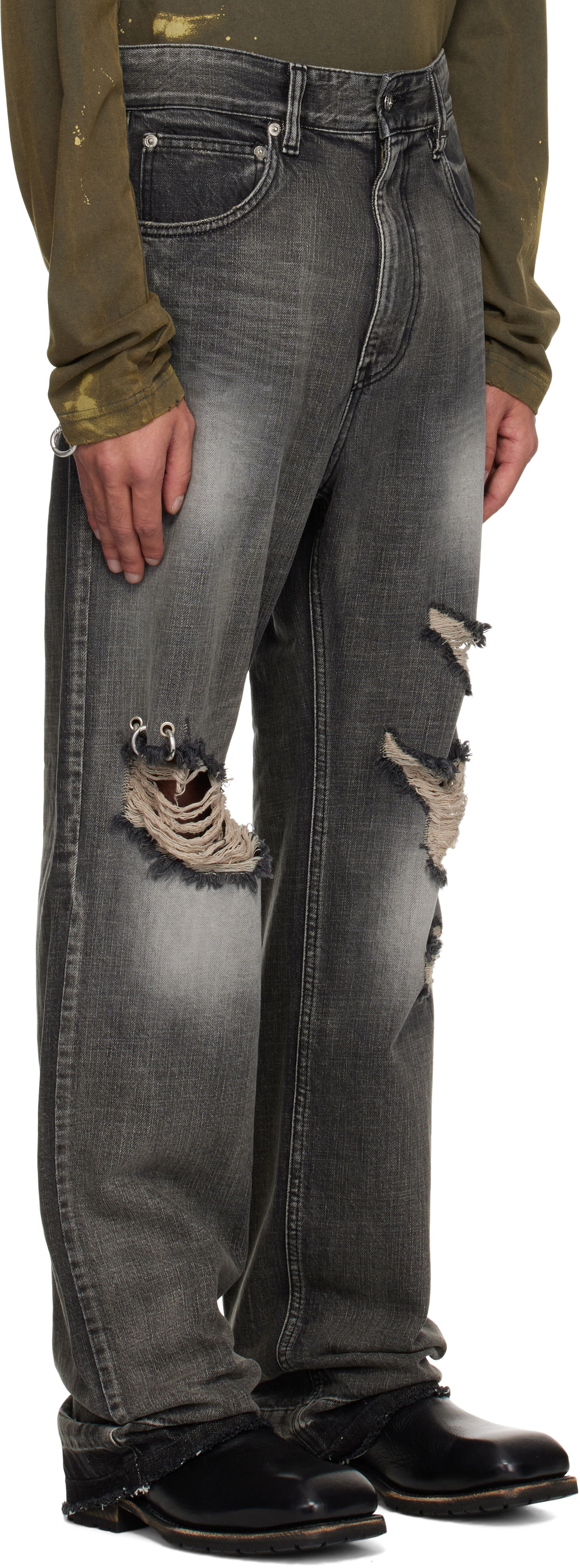 Дънки We11done We11done Ripped Jeans Сиво | WD-DP1-25-339-M-BK, 1