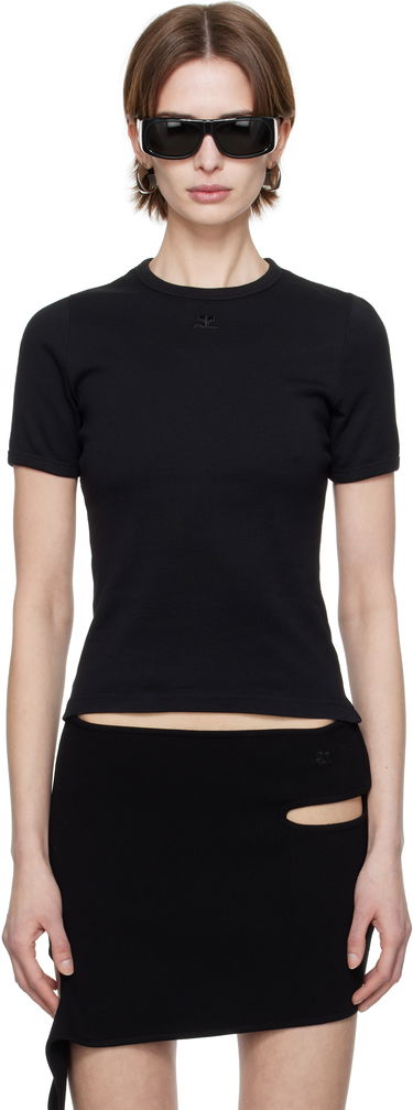 Тениска Courrèges Courrèges Heritage Slim-Fit T-Shirt Черно | 125JTS017JS0203, 0
