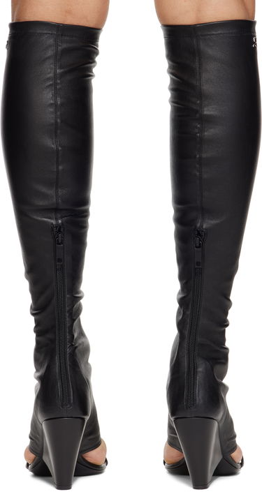 Облекло Courrèges Courrèges Oblique Wedged Leather Tall Boots Черно | 225SBT053AG0034, 1