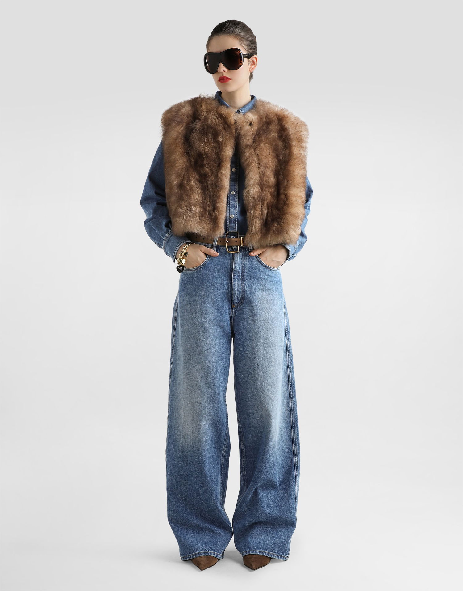 Жилетка Dolce & Gabbana Dolce & Gabbana Fur Vest Кафяво | F0W6LFFUP98S9002, 1
