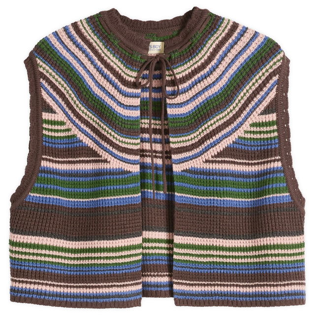 Beams Boy Multi Stripe Knit Vest