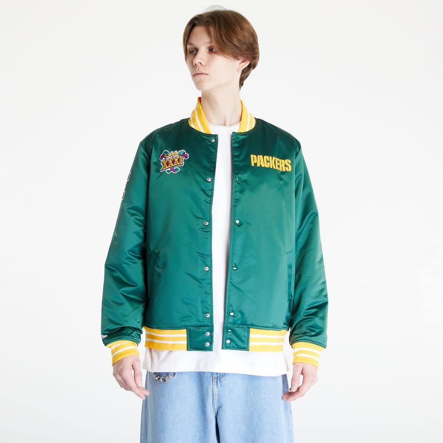 Яке бомбър Mitchell & Ness Heavyweight Satin Jacket Зелено | OJBF3413-GBPYYPPPDKGN, 0