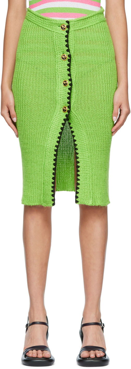Пола CORMIO Knit Midi Skirt With Front Slit Зелено | LAURA SKIRT, 0