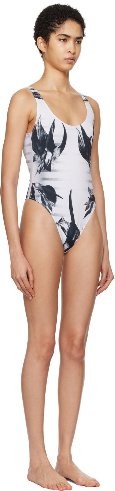 Бански Jean Paul Gaultier Jean Paul Gaultier 'The Flower Body Morphing Marinière' One-Piece Swimsuit Бяло | 25/33-F-MB026-J574-010200, 1
