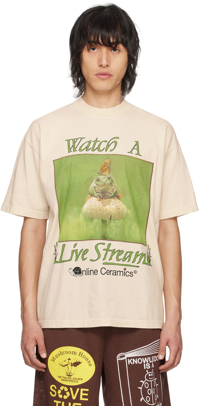 Тениска Online Ceramics Beige Watch A Live Stream T-Shirt Бежово | Tan Watch A Live Stream SS Tee, 0