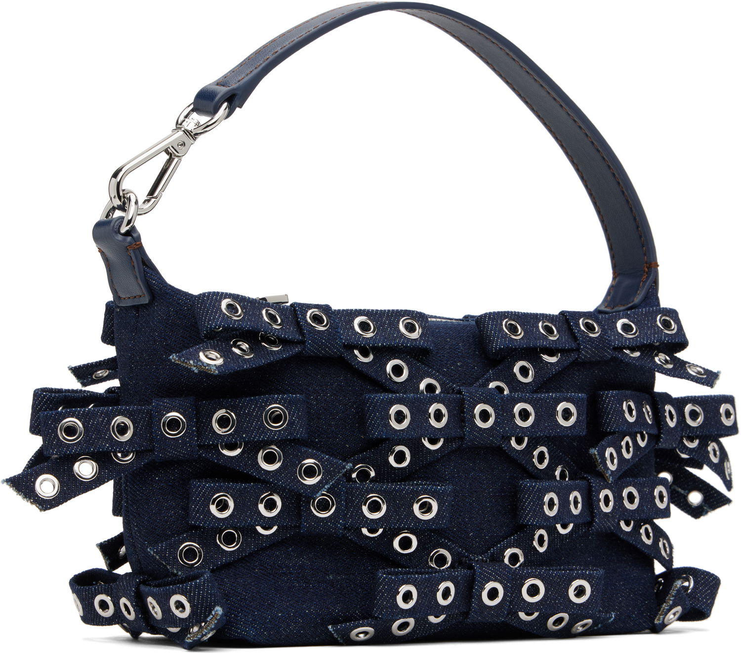 Дамска чанта GANNI GANNI Bow Eyelet Butterfly Denim Pouch Bag Тъмно синьо | A6378, 1