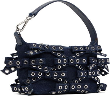 Дамска чанта GANNI GANNI Bow Eyelet Butterfly Denim Pouch Bag Тъмно синьо | A6378, 1