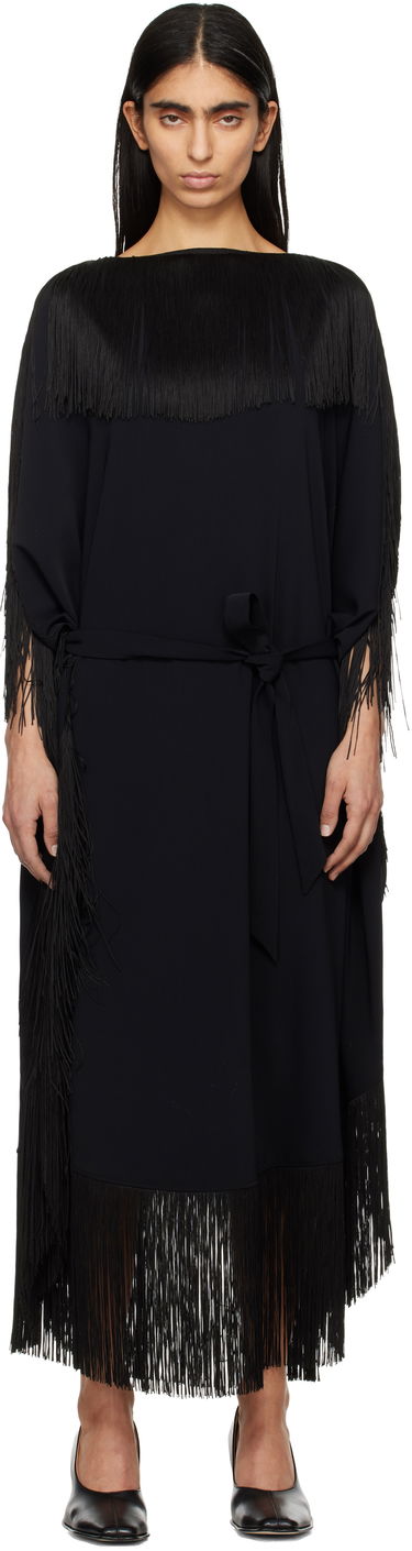 Pокля Maison Margiela MM6 Maison Margiela Fluid Fringe Midi Dress Черно | S52DD0061 S37977, 0