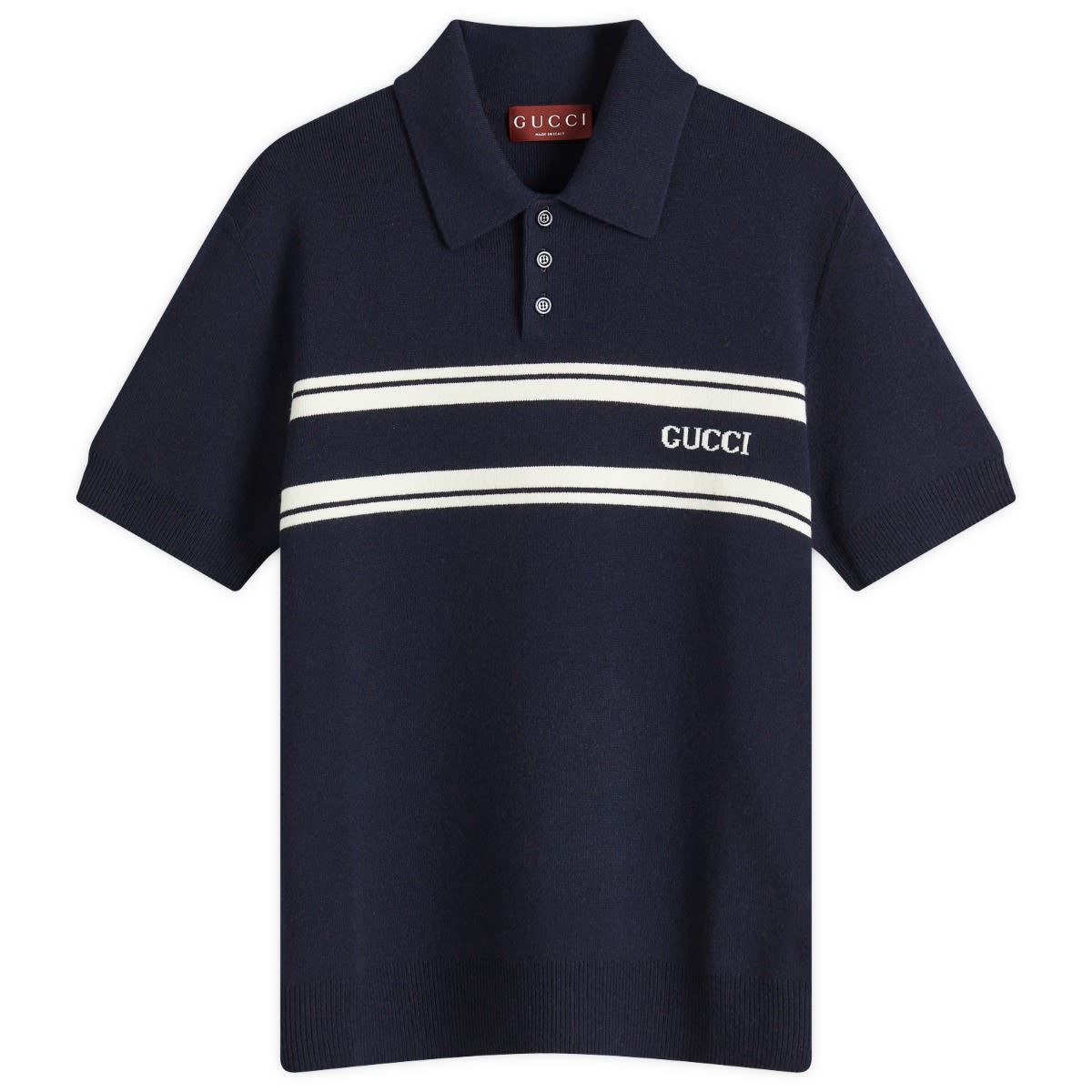 Поло тениска Gucci Striped Knitted Polo Тъмно синьо | 795342-XKD5J-4144, 1