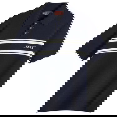 Поло тениска Gucci Striped Knitted Polo Тъмно синьо | 795342-XKD5J-4144, 1
