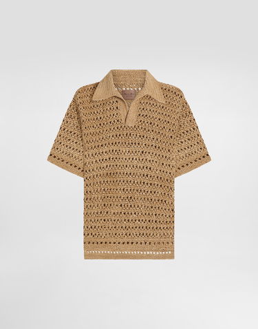 Поло тениска Dolce & Gabbana Dolce & Gabbana Crochet Polo Shirt Бежово | GXZ58TJAIRDA0591, 0