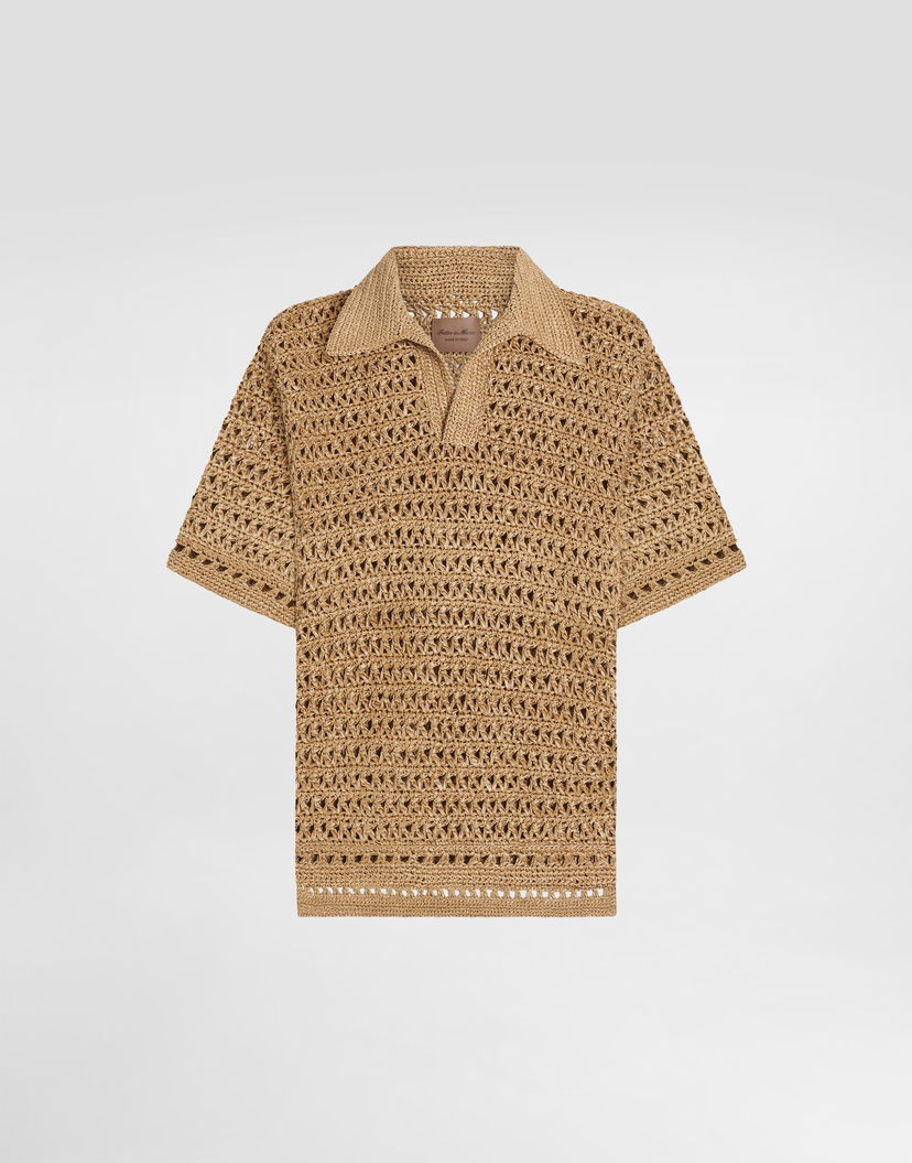 Поло тениска Dolce & Gabbana Dolce & Gabbana Crochet Polo Shirt Бежово | GXZ58TJAIRDA0591