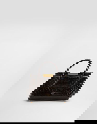 Дамска чанта Dolce & Gabbana Dolce & Gabbana Marlene Day Mini Polished Alligator Handbag Кафяво | BB7744A2R0880077, 3