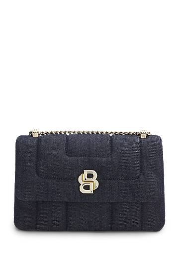 Чанта през рамо BOSS Balenciaga Quilted Denim Shoulder Bag with Double B Monogram Синьо | 50542064, 0