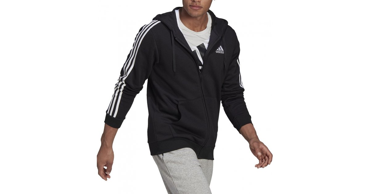 Суитчър adidas Originals 3-Stripes Full Zip Hoodie Черно | b47368, 1