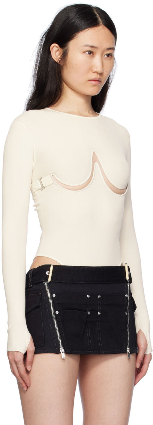 боди Dion Lee Double Underwire Bodysuit Бяло | A7791PS24, 1
