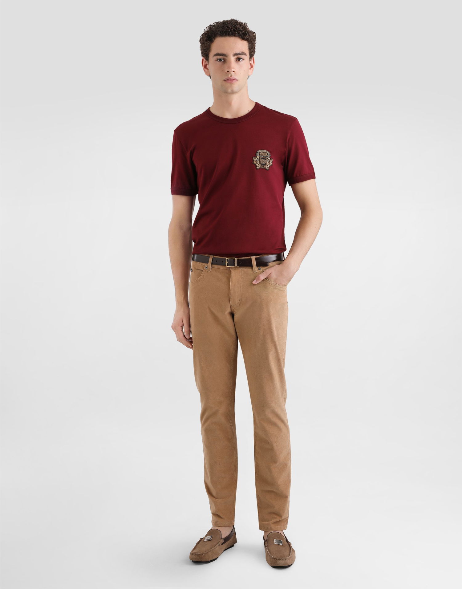 Тениска Dolce & Gabbana Dolce & Gabbana Cotton T-Shirt with Heraldic Patch Червено | G8PV1ZG7PJ5R0369, 1