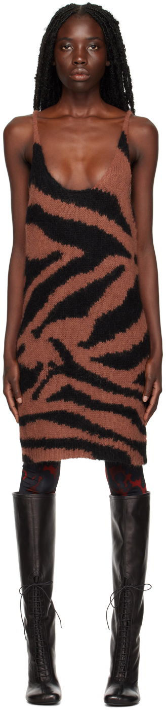 Pокля Dries Van Noten Dries Van Noten Graphic Knit Minidress Кафяво | 222-011203-5704