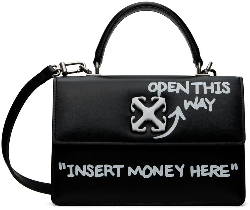 Раници и чанти Off-White Black Jitney 1.4 Top Handle Quote Bag Черно | OWNP062C99LEA0011001