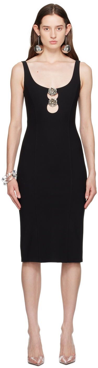 Pокля Blumarine Blumarine Midi Rose Dress Черно | P422A417A, 0