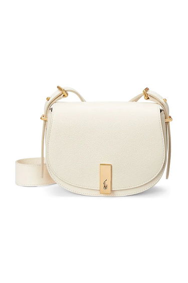 Чанта през рамо Polo by Ralph Lauren White Leather Saddle Bag Бяло | 428932626, 0